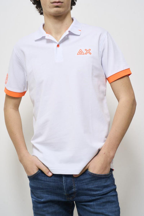 Polo uomo bianca e arancione