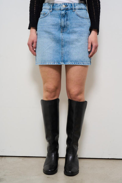 Minigonna donna in denim chiaro