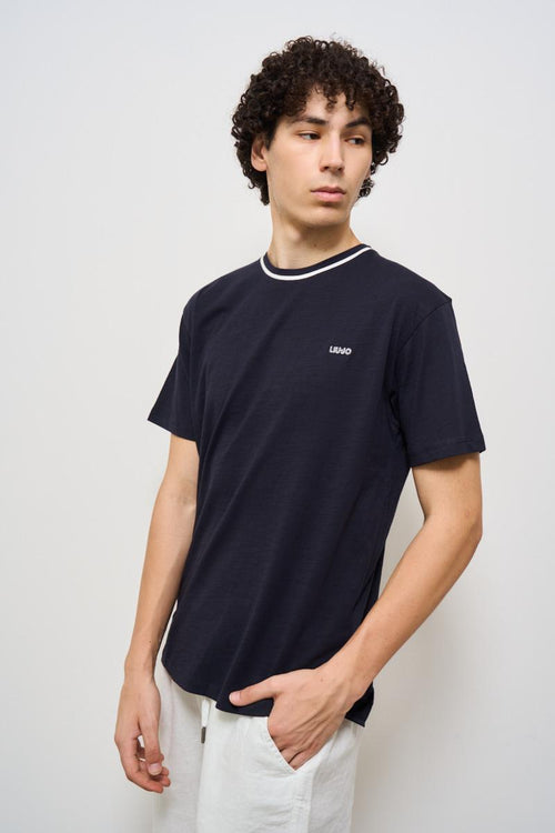 T-shirt uomo girocollo blu e bianca