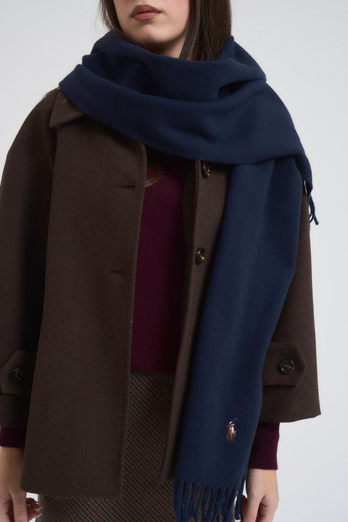 Sciarpa donna con frange blu - 2