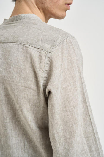 Camicia uomo in lino grigio melange - 5