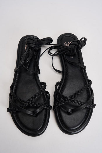 Sandalo donna flat intrecciato nero - 5