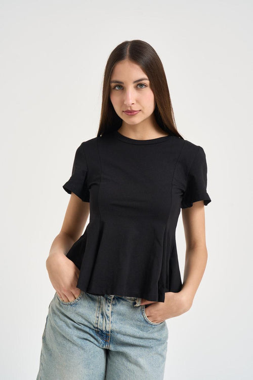 T-shirt donna fondo svasato nera
