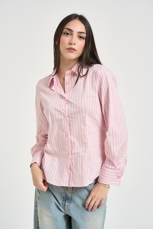 Camicia donna a righe rosa