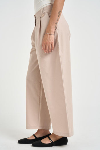 Pantalone donna con pinces panna - 3