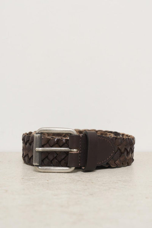 Cintura uomo intrecciata marrone