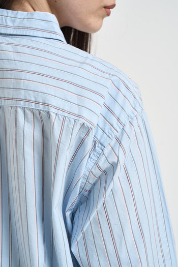 Camicia donna a righe verticali azzurre - 4