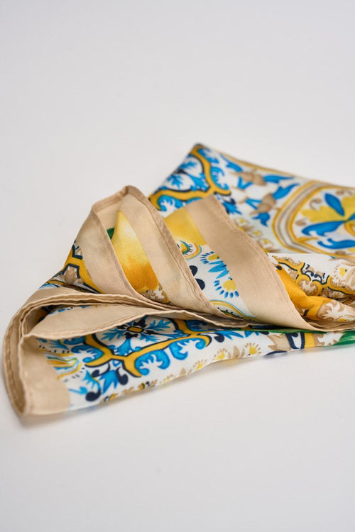 Foulard donna multicolor con stampa maiolica - 2
