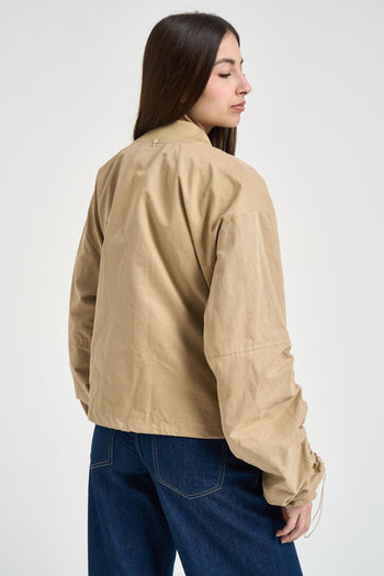 Bomber donna con coulisse beige - 5