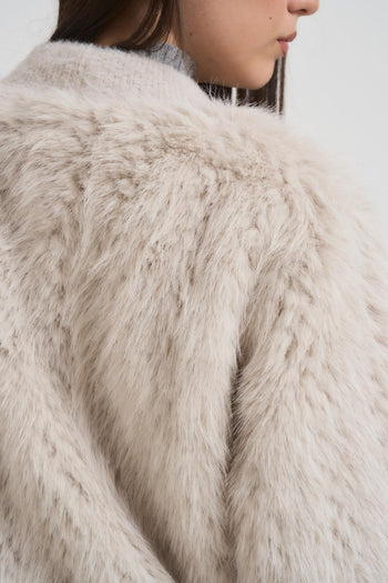 Giubbotto in ecopelliccia donna beige - 5