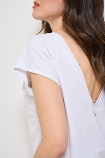 T-shirt donna girocollo bianca - 4