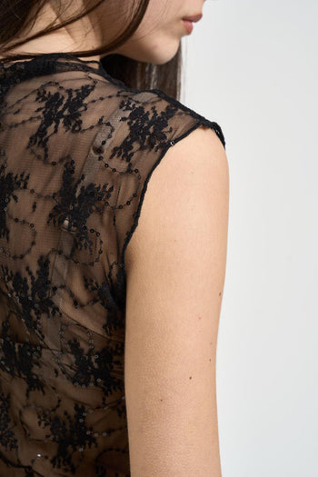 Top donna in tulle nero semitrasparente - 4