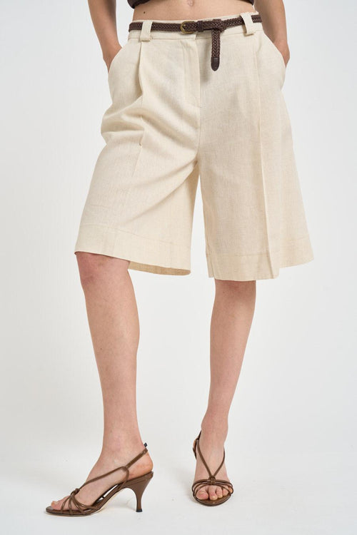 Bermuda donna in lino panna