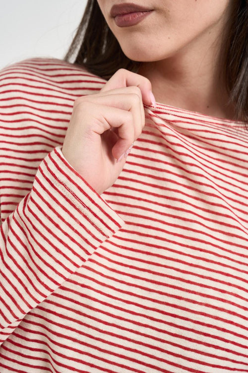 Maglia donna a righe rossa - 2