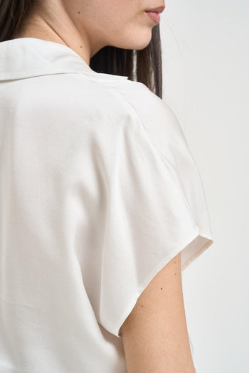 Blusa donna in raso bianca - 5