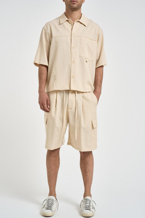 Camicia uomo a maniche corte panna