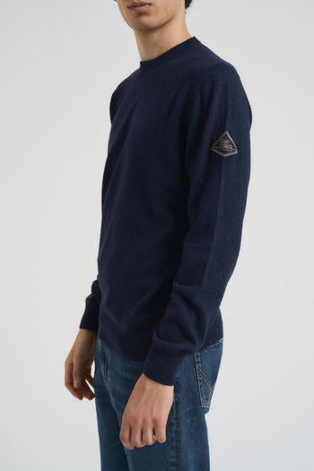 Maglia uomo girocollo blu denim. - 3
