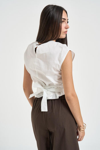 Top donna smanicato bianco - 5