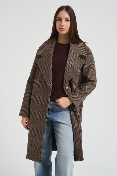 Cappotto donna a quadri marrone - 2