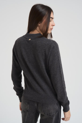 Polo donna in maglia grigio antracite - 3