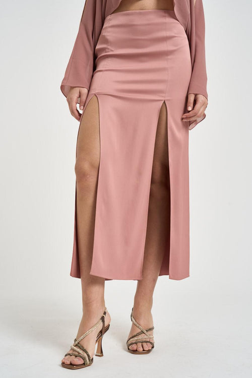 Gonna donna con spacchi rosa antico