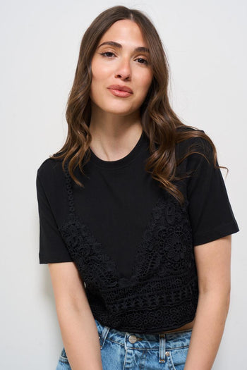 T-shirt donna cropped nero - 5