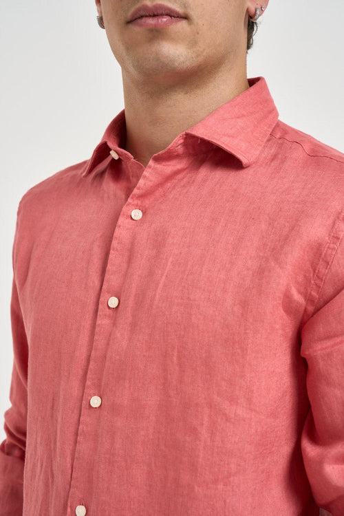 Camicia uomo in lino corallo - 2