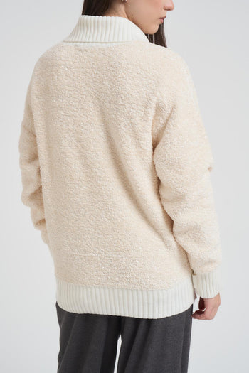 Cardigan donna strutturato panna - 5