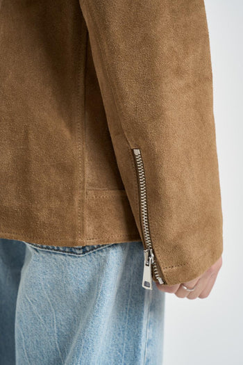 Giubbotto donna in suede cammello - 6