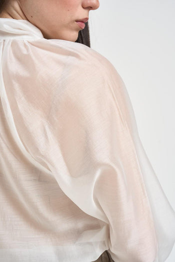 Blusa donna con fiocco panna - 5