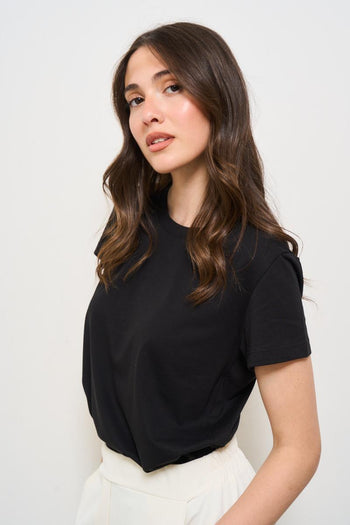 T-shirt donna girocollo nera - 3