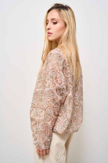 Camicia donna fantasia beige - 5