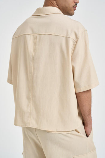 Camicia uomo a maniche corte panna - 5