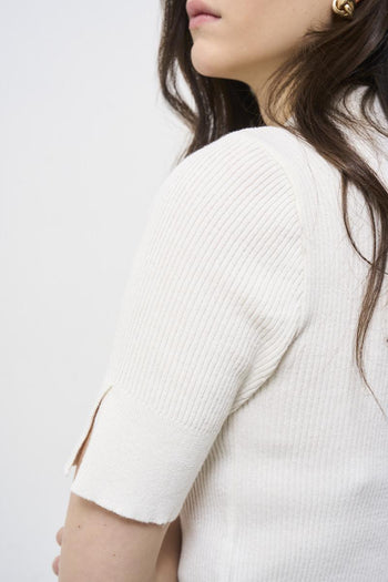Polo donna in maglia bianca - 5