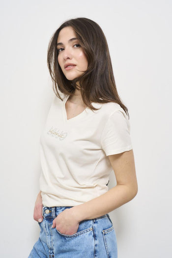 White women's t-shirt with logo - 3