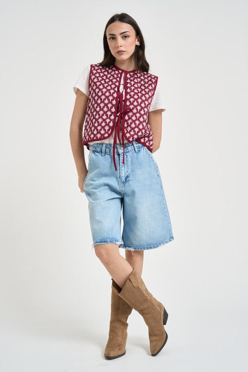 Gilet donna trapuntato reversibile bordeaux