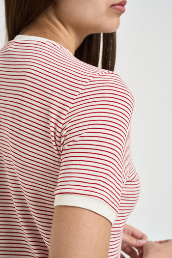 T-shirt donna a righe rosa - 4