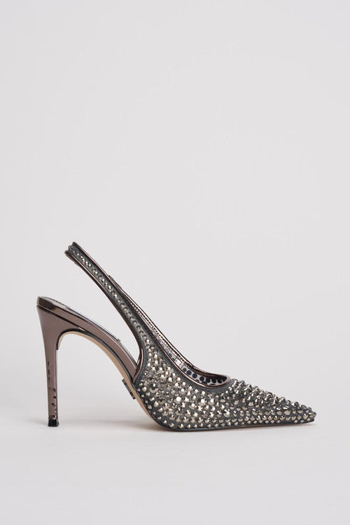 Scarpa donna con tacco strass argento