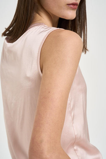 Top donna smanicato satinato rosa - 3