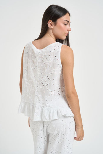 Top donna in sangallo bianco - 4