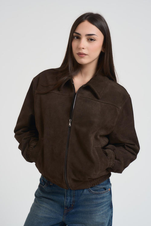 Giacca donna scamosciata moro