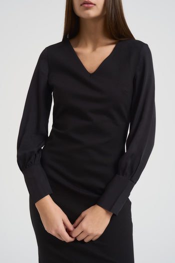 Abito donna con scollo a V nero - 4