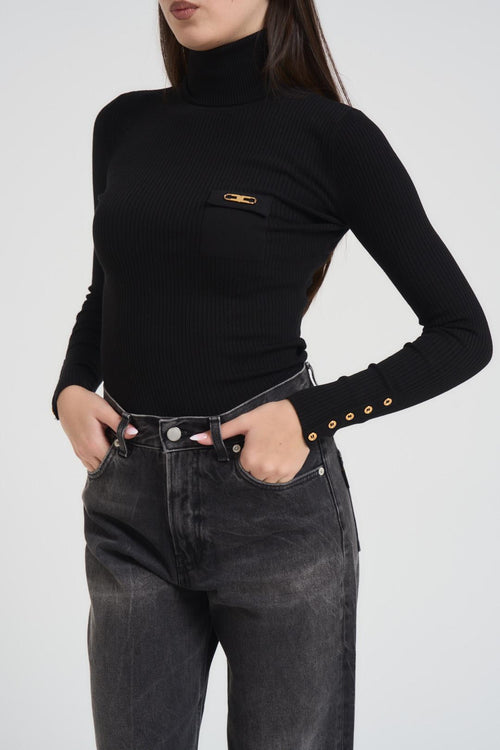 Dolcevita donna a costine nero - 2