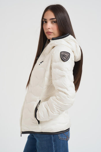Piumino ad onde orizzontali donna bianco - 4