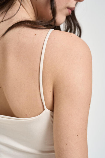 Top donna con spalline crema - 4