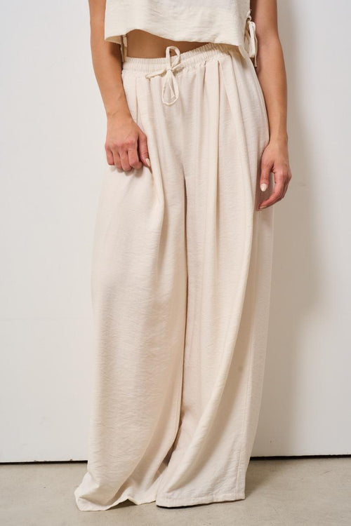 Pantalone donna avorio a palazzo - 1