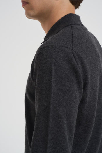 Polo uomo in maglia antracite - 7