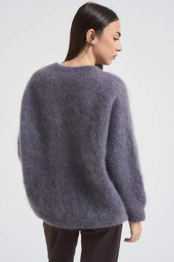 Maglione donna in misto mohair grigio - 6