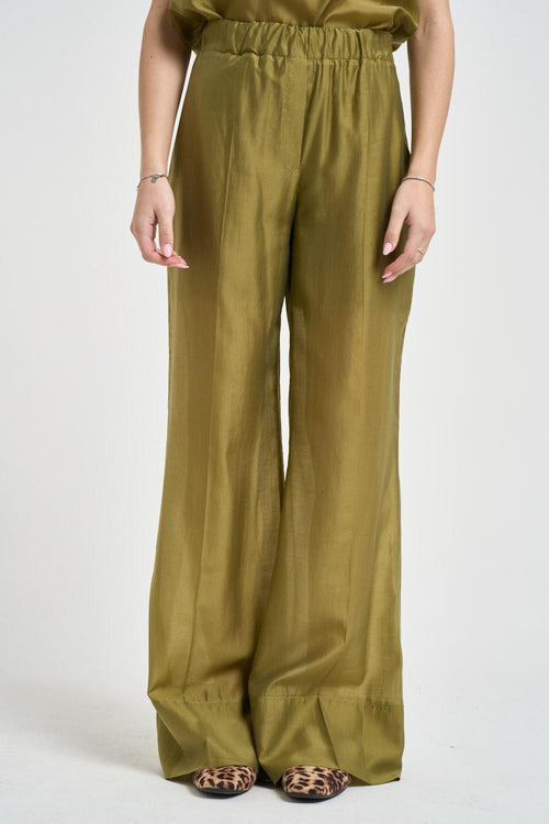 Pantalone donna a palazzo verde oliva