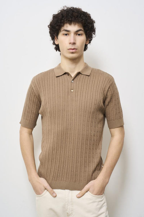 Polo uomo beige in maglia